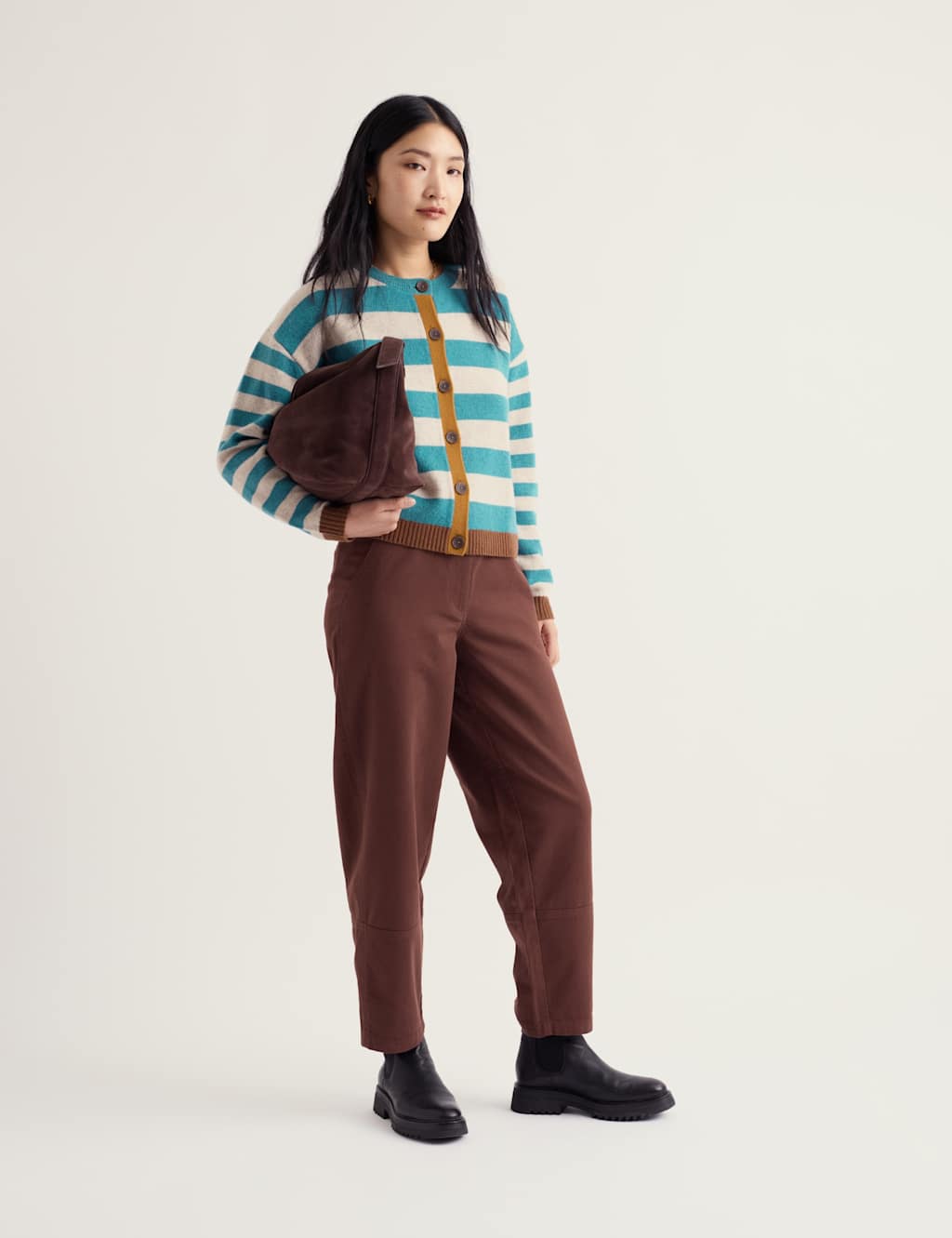Seasalt Cornwall Women's Wool Rich Striped Button Front Relaxed Cardigan - 12 - Blue Mix - Available at M&S