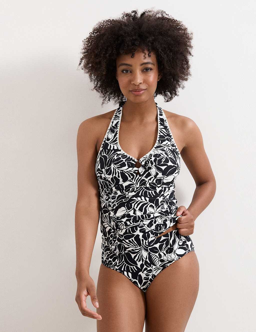 Phase Eight Women's Printed High Waisted Tankini Bottoms - 10 - Black Mix - Available at M&S