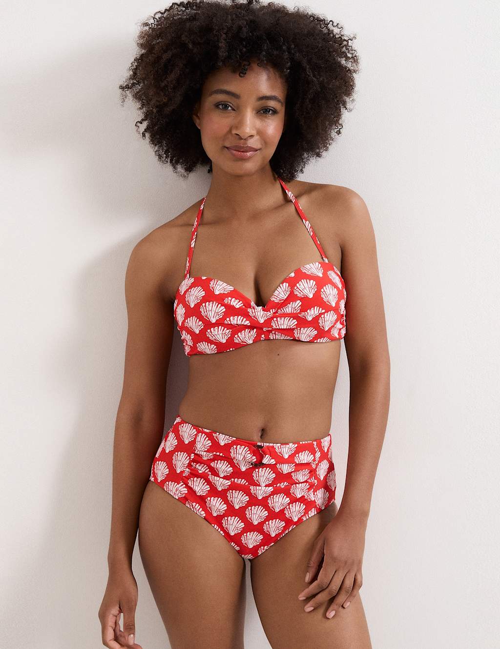 Phase Eight Women's Shell Print High Waisted Bikini Bottoms - 14 - Red Mix - Available at M&S