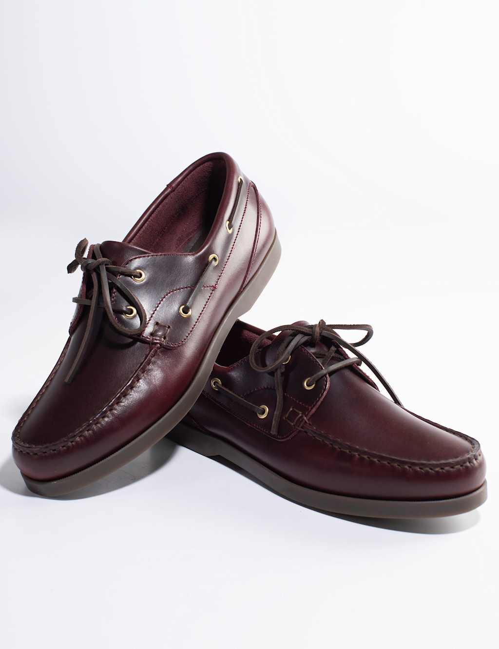 Jones Bootmaker Men's Leather Lace Up Boat Shoes - 7 - Burgundy - Available at M&S