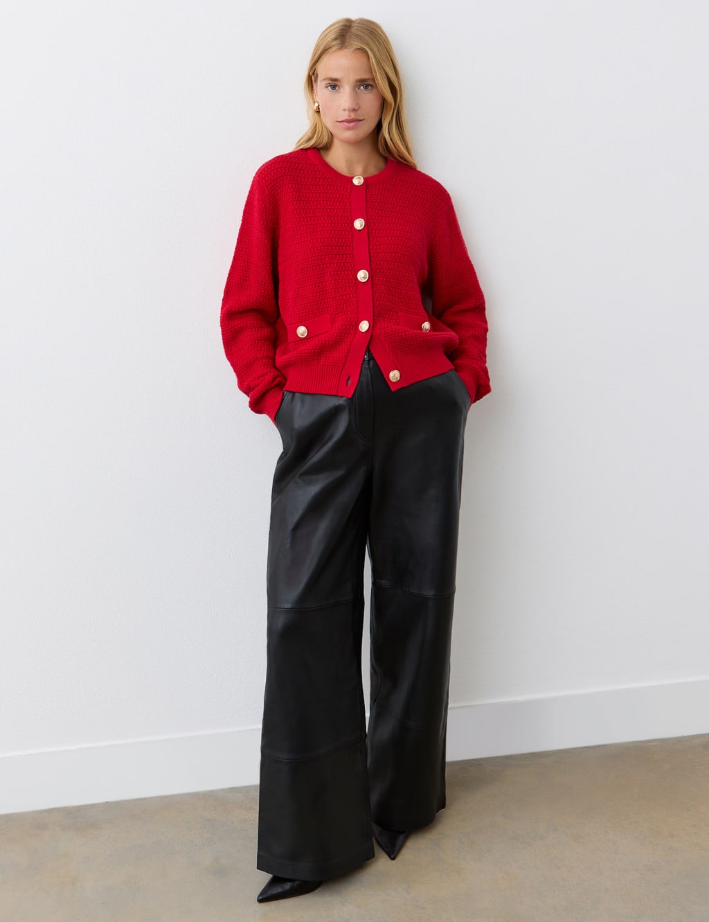 Pure Cotton Textured Button Front Cardigan