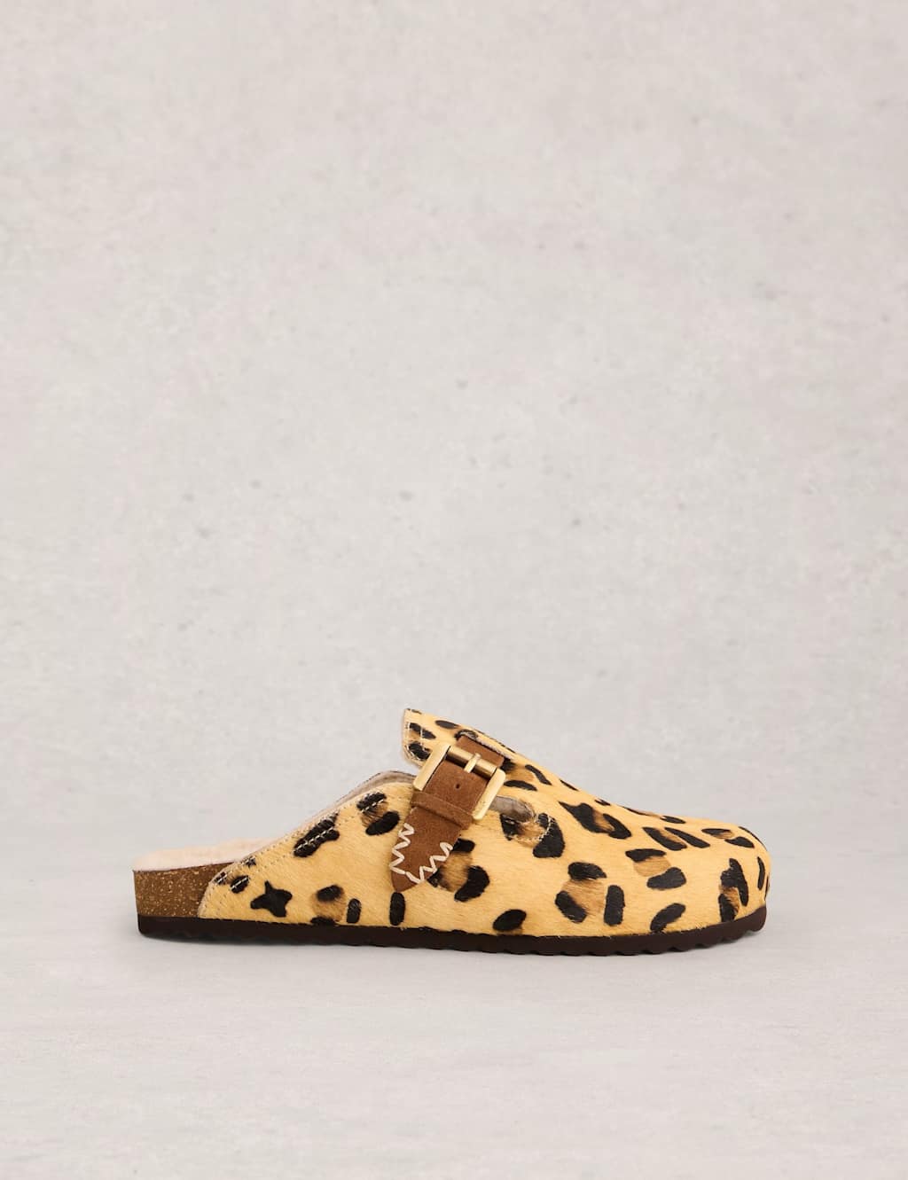 White Stuff Women's Leather Leopard Print Mules - 6 - Brown Mix, Brown Mix