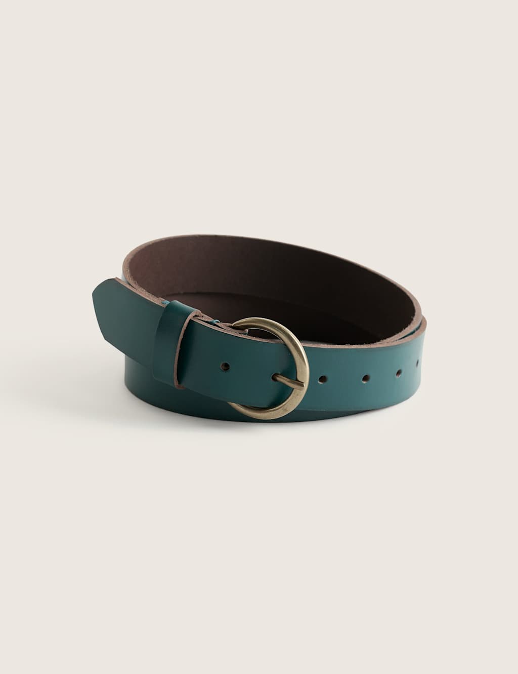 Seasalt Cornwall Women's Leather Circle Buckle Jeans Belt - Large - Teal - Available at M&S