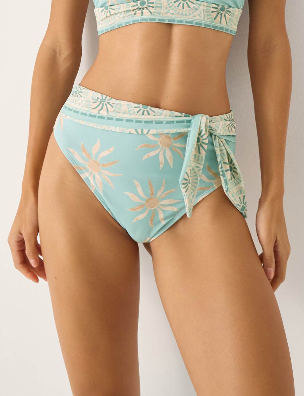 Monsoon Women's Tashie Sun Print High Waisted Bikini Bottoms - 18 - Aqua Mix - Available at M&S