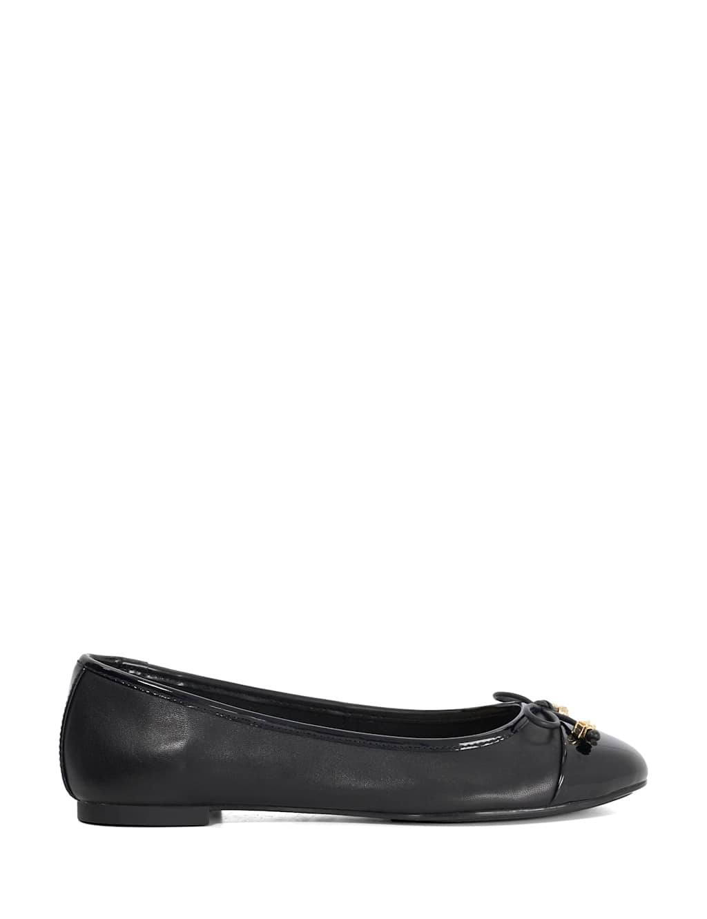 Dune London Wide Fit Leather Flatform Ballet Pumps Black