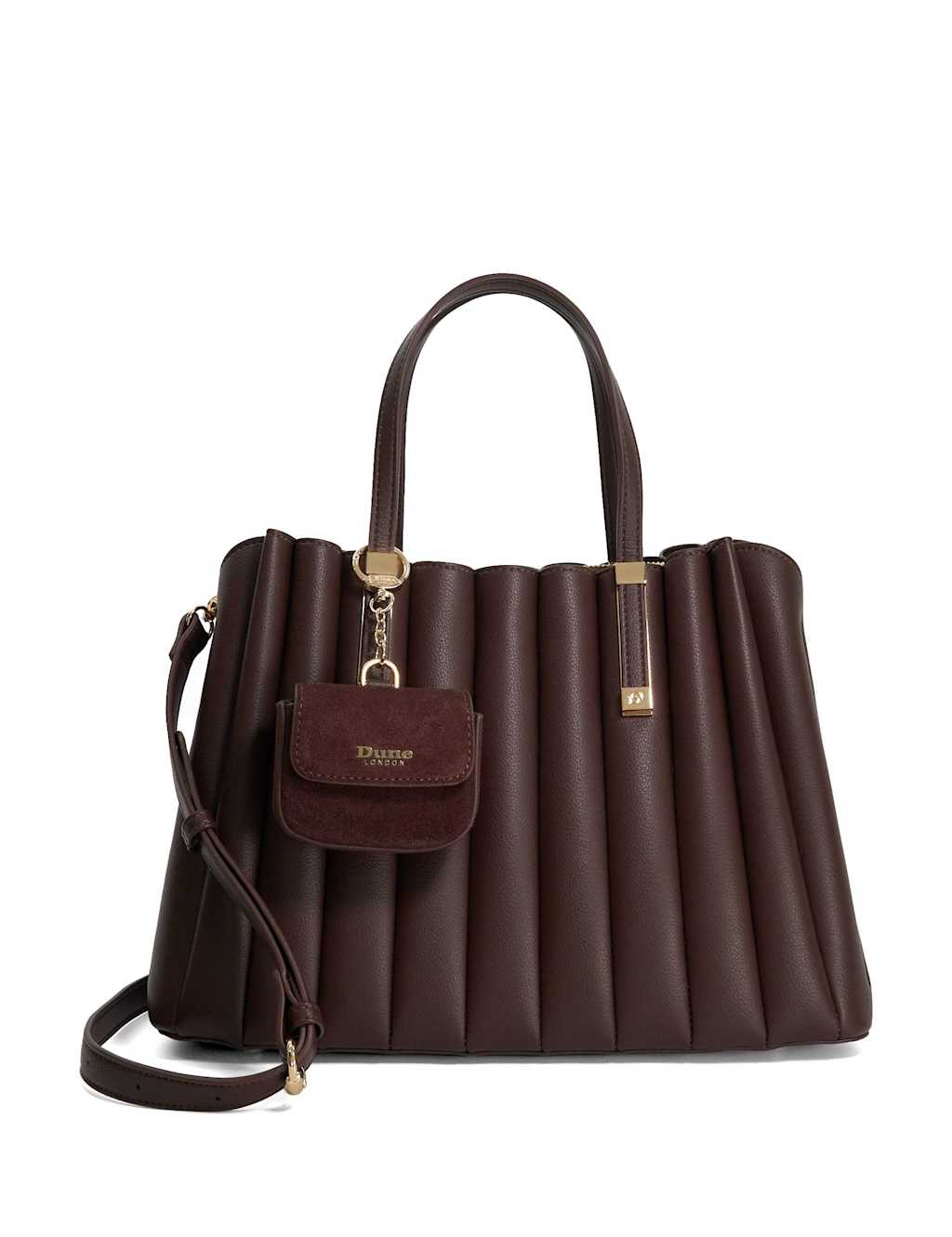 Dune London Women's Pleated Tote Bag with Purse - Dark Brown - Available at M&S