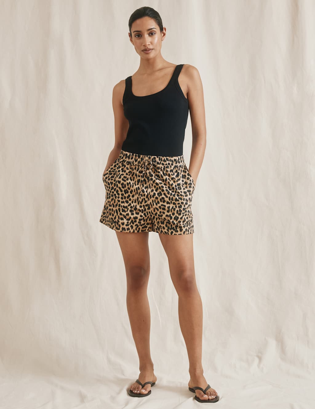 Albaray Women's Pure Cotton Animal Print Shorts - 12 - Brown Mix, Brown Mix