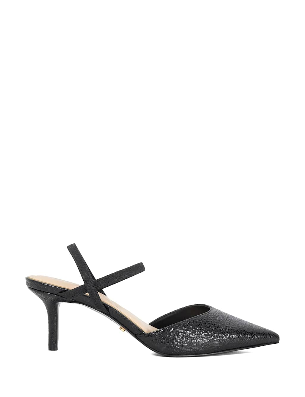 Dune London Snake Print Pointed Court Shoes Black
