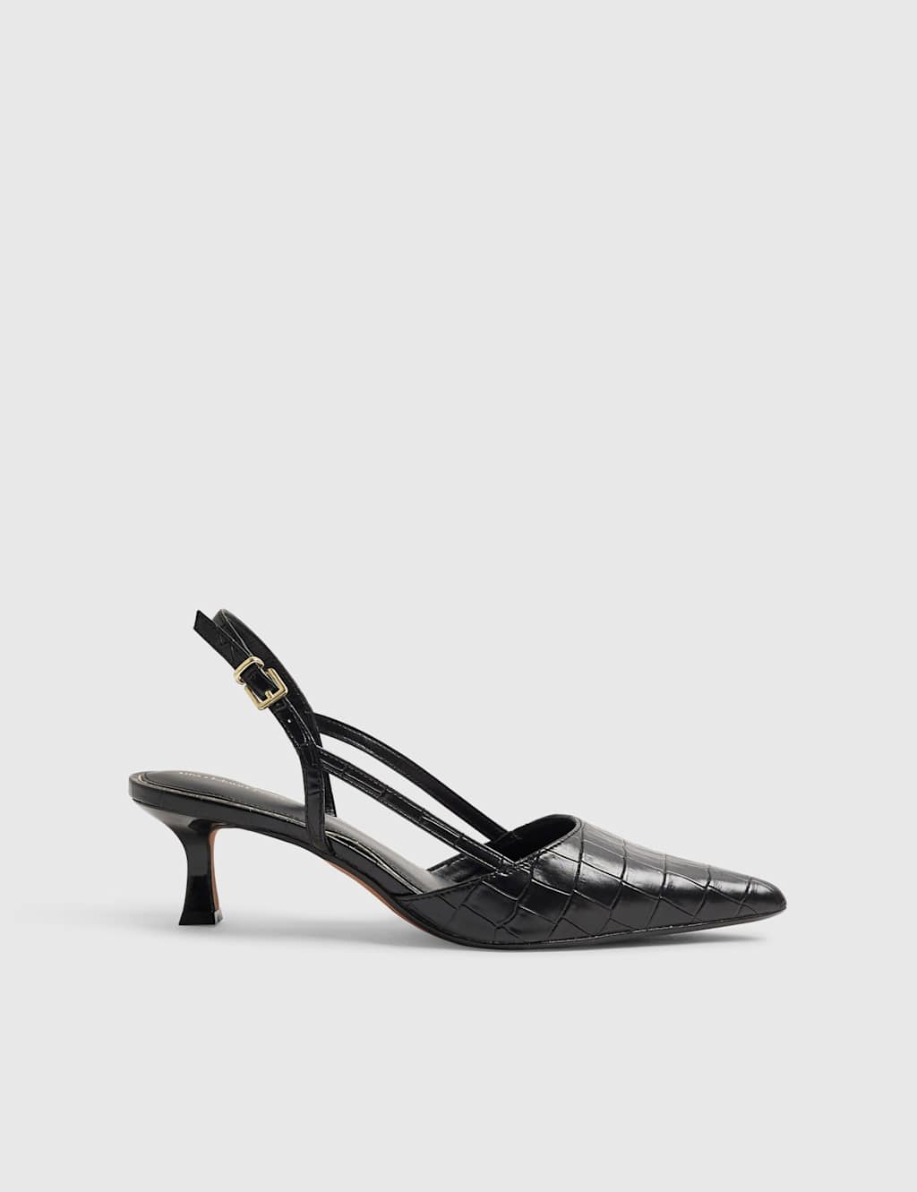 River Island Women's Kitten Heel Pointed Slingback Shoes - 7 - Black Mix - Available at M&S