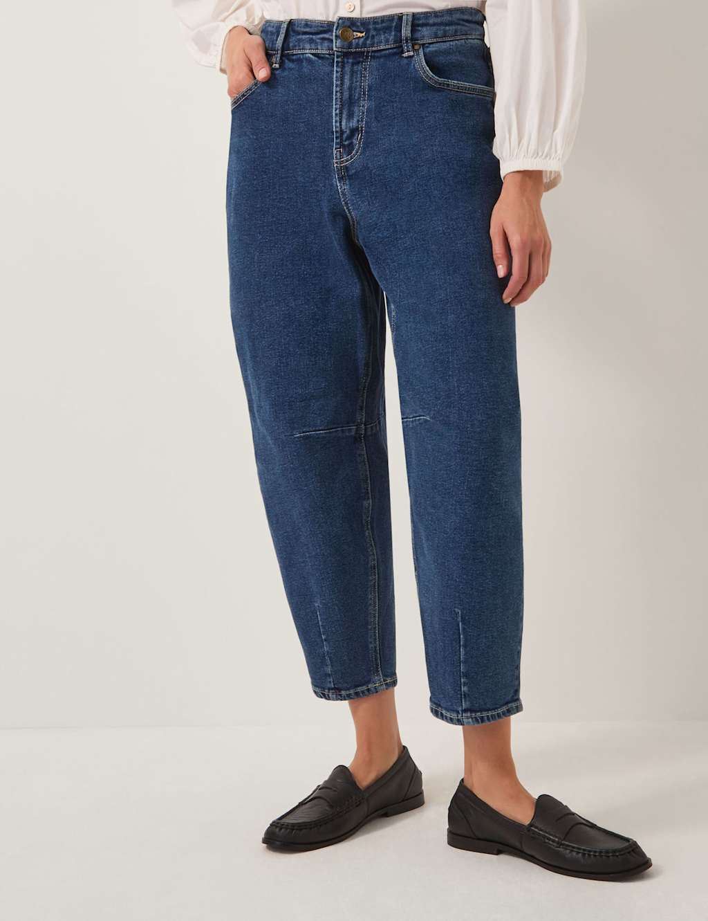 Monsoon High Waisted Barrel Ankle Grazer Jeans Blue