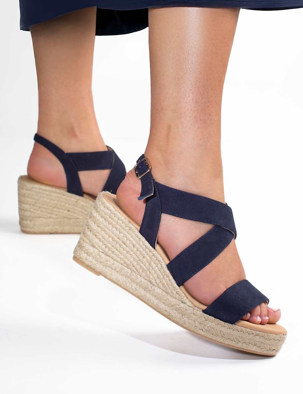 Jones Bootmaker Women's Suede Wedge Espadrilles - 4 - Navy - Available at M&S
