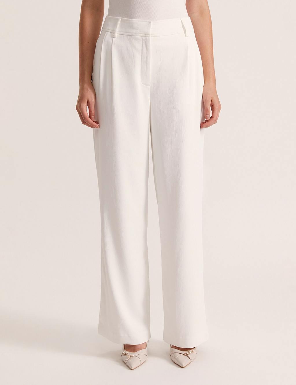 SABA Tailored Wide Leg Trousers White