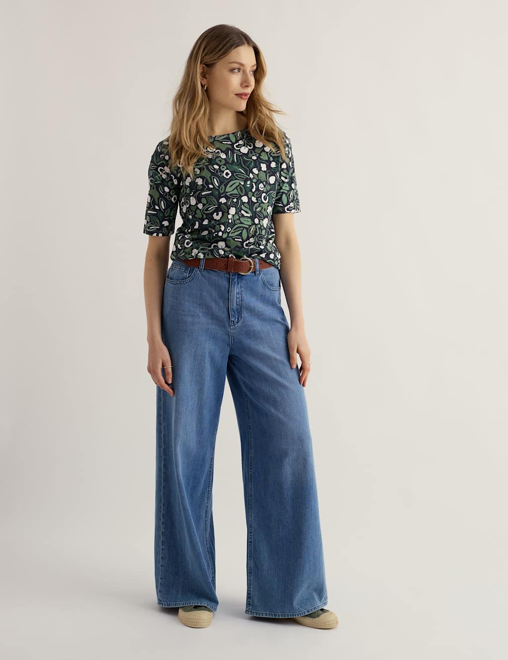 Seasalt Cornwall Women's Pure Cotton Floral T-Shirt - 18 - Dark Green Mix - Available at M&S