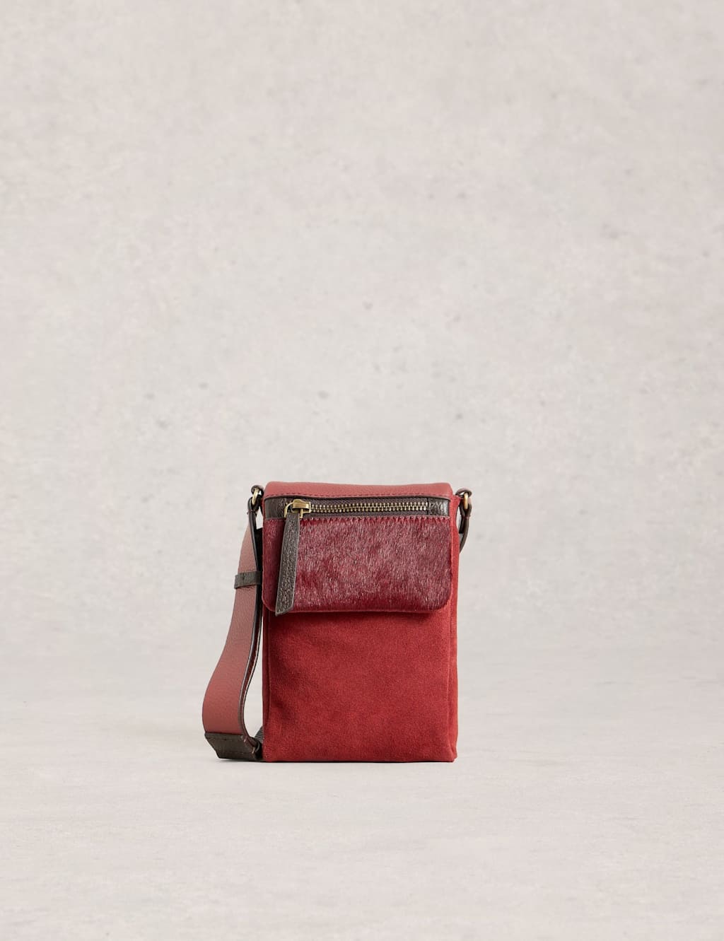 White Stuff Leather Zip Detail Cross Body Phone Bag Red