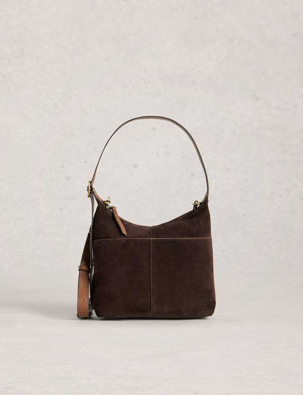 White Stuff Leather and Suede Cross Body Bag Brown