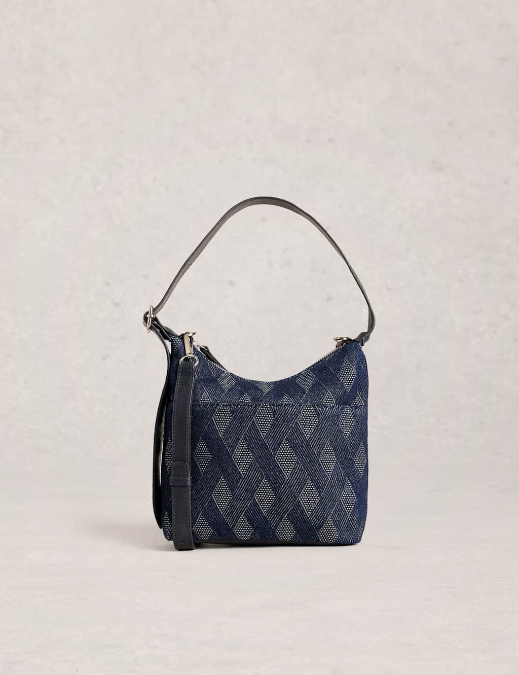 White Stuff Leather Geometric Cross Body Bag Blue