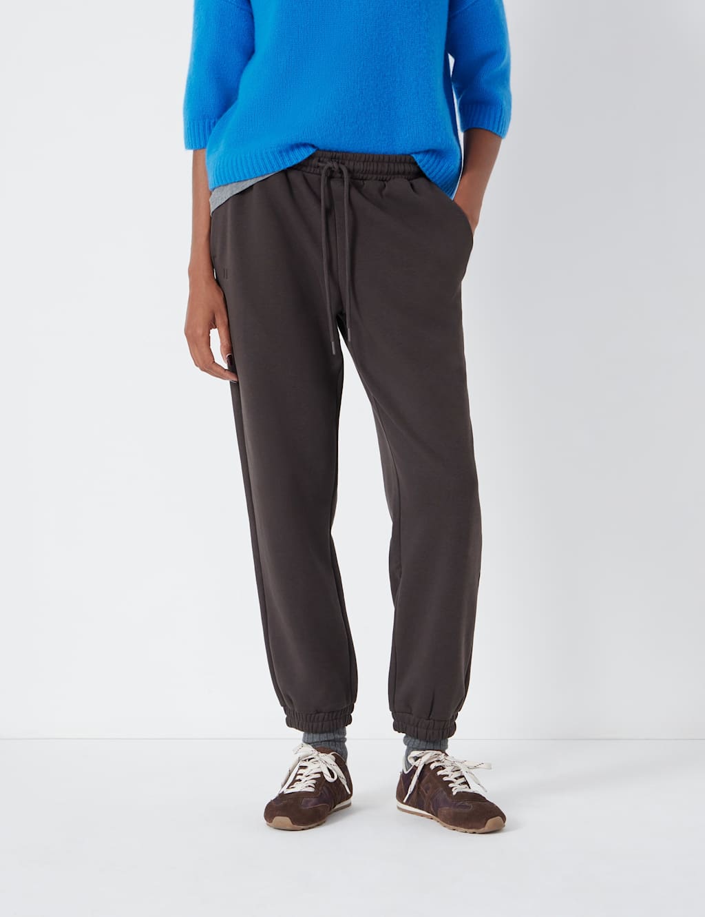 Hush Women's Cotton Rich Drawstring Cuffed Joggers - Small - Chocolate - Available at M&S