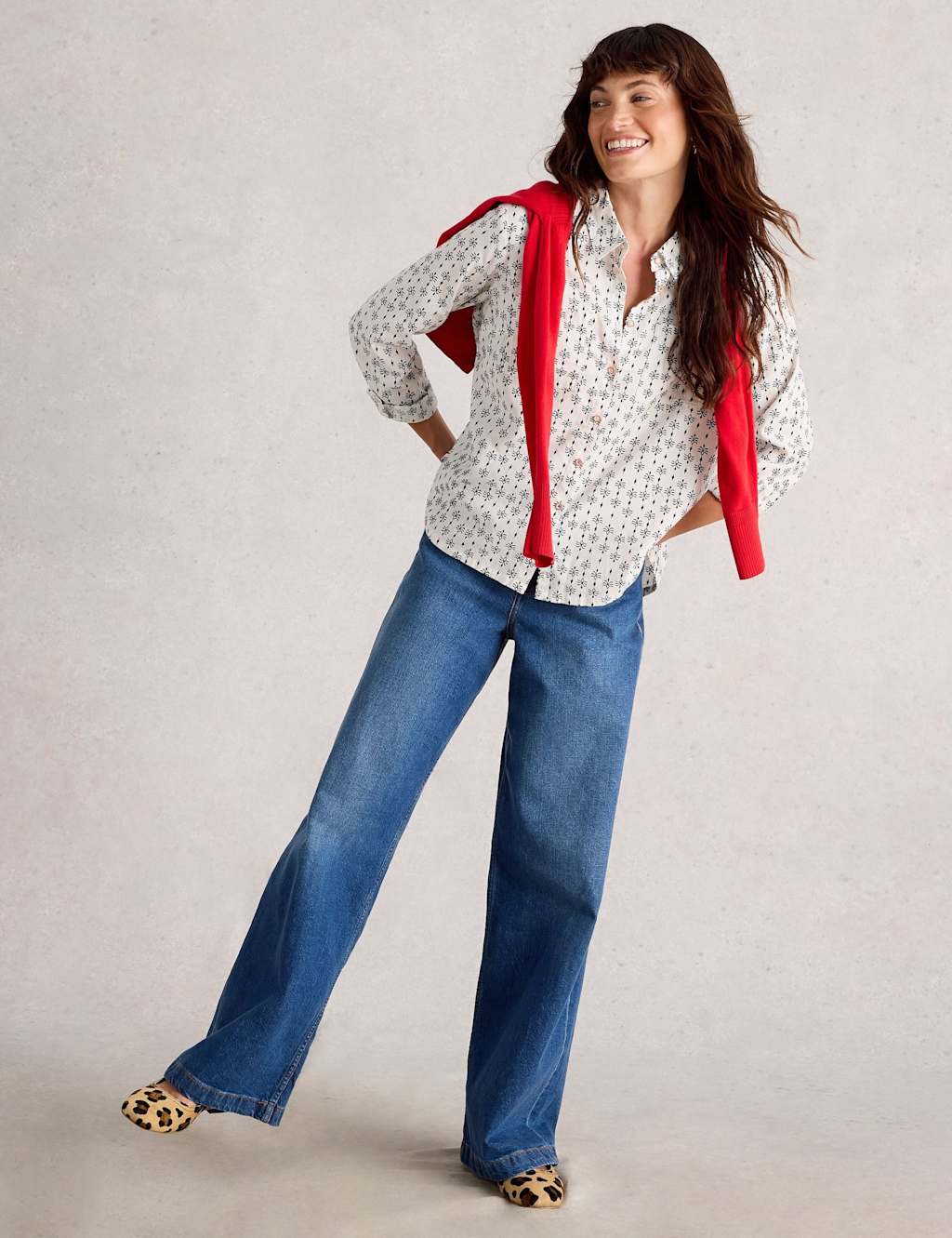 White Stuff Pure Cotton Striped Shirt White Mix