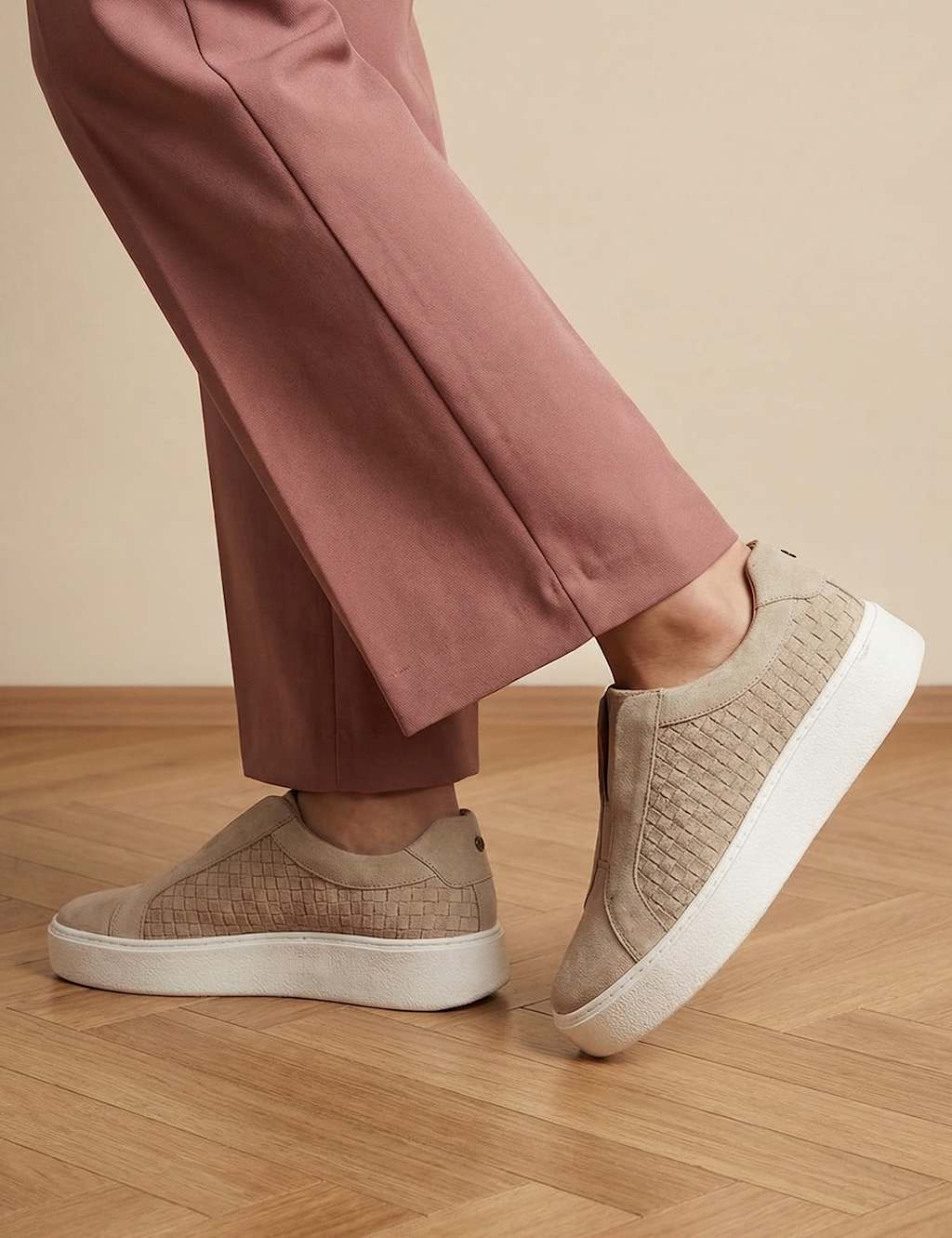 Jones Bootmaker Women's Suede Slip On Flatform Trainers - 4 - Sand - Available at M&S