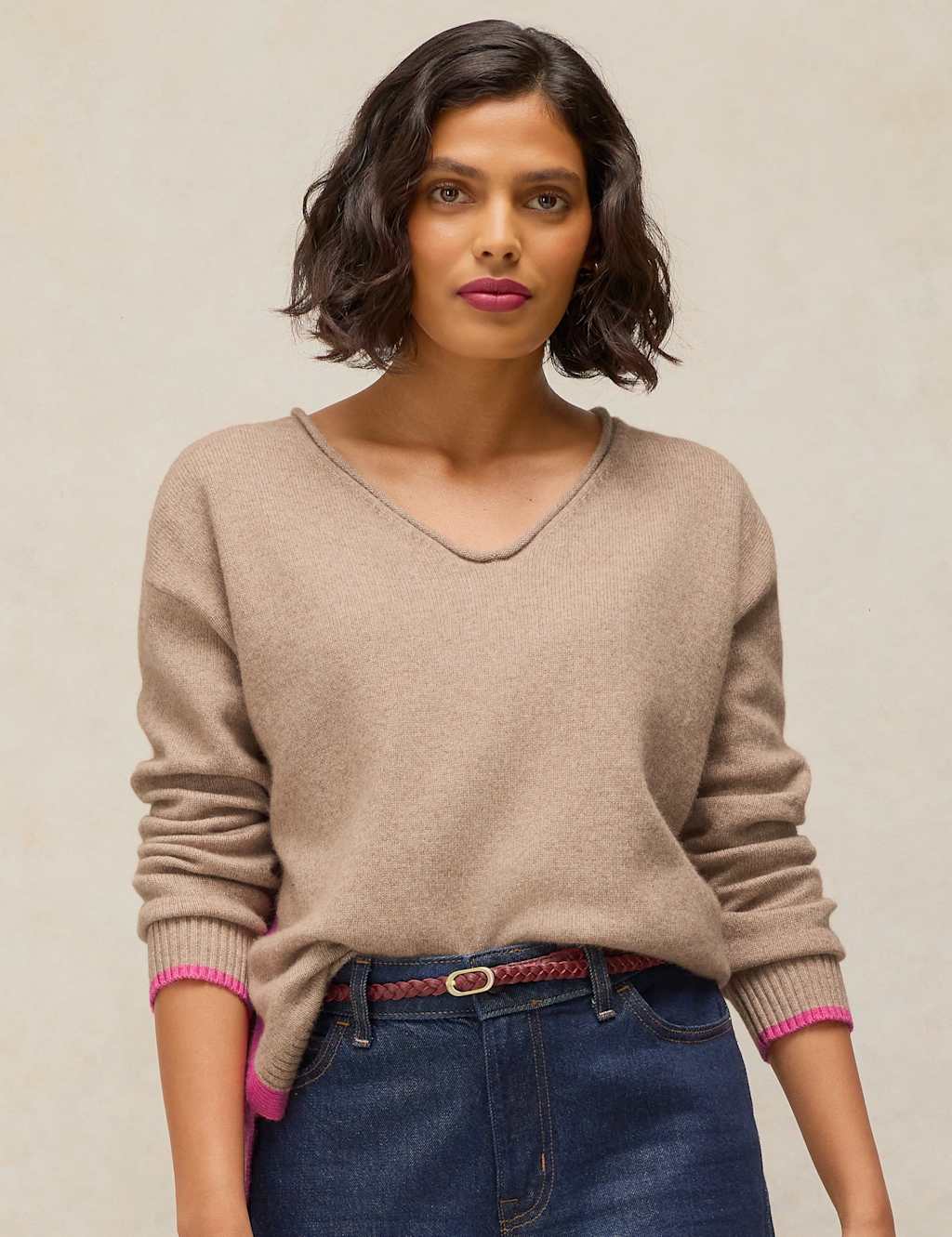White Stuff Women's Wool Blend V-Neck Jumper - 12 - Natural - Available at M&S