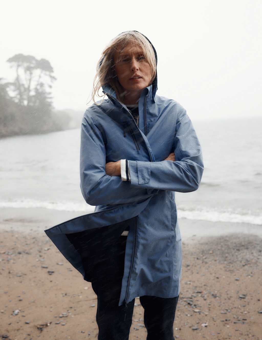 Seasalt Cornwall Women's Cotton Rich Longline Raincoat - 14 - Blue - Available at M&S