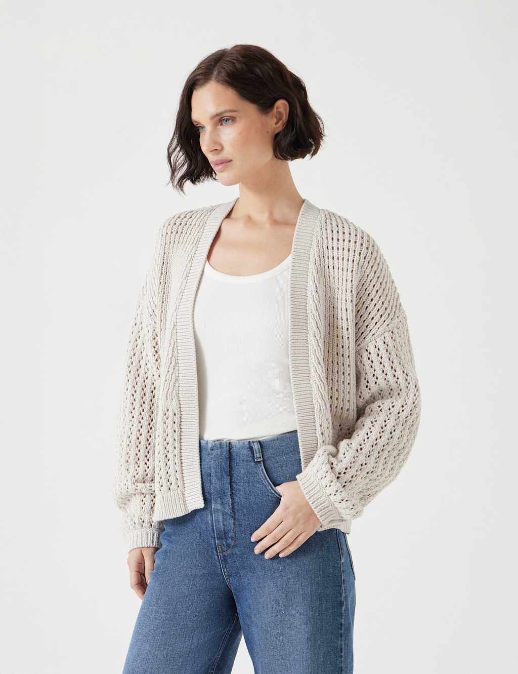 Cotton Rich Edge to Edge Cardigan
