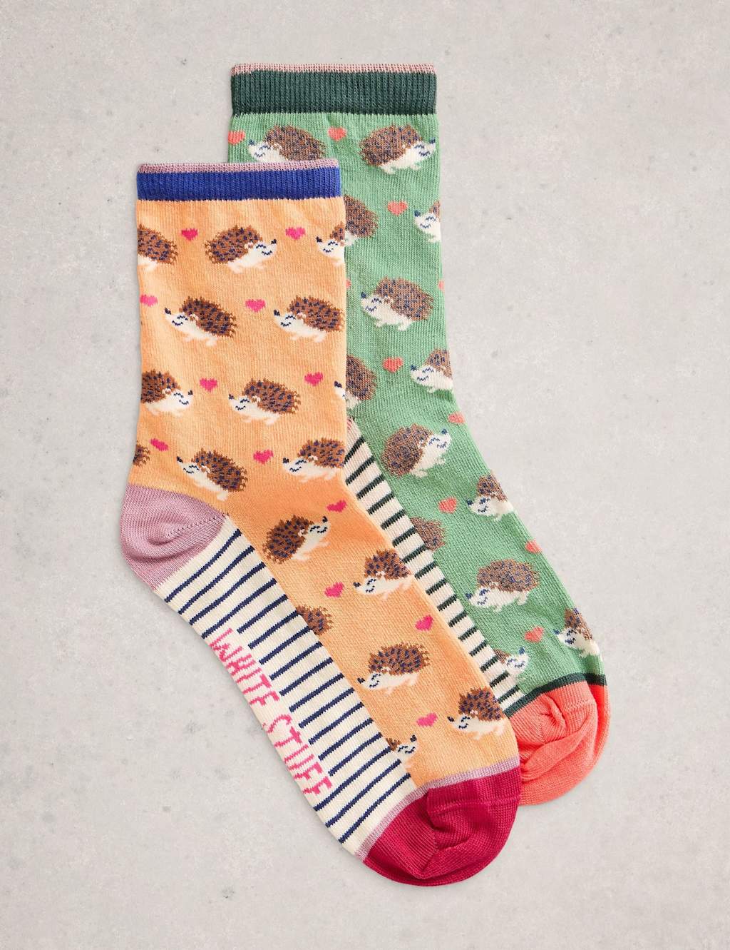 White Stuff 2 Pack Cotton Rich Hedgehog Ankle Socks Orange Mix