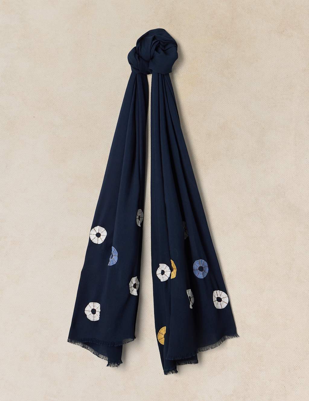 White Stuff Women's Embroidered Scarf - Navy Mix - Available at M&S