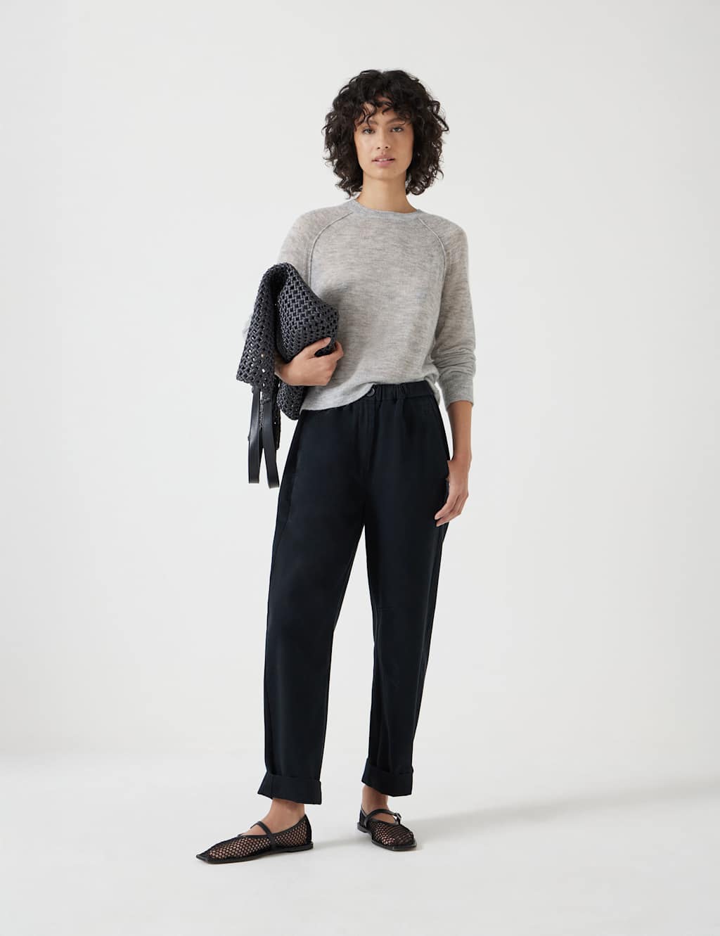 Pure Cotton Pull On Barrel Leg Trousers