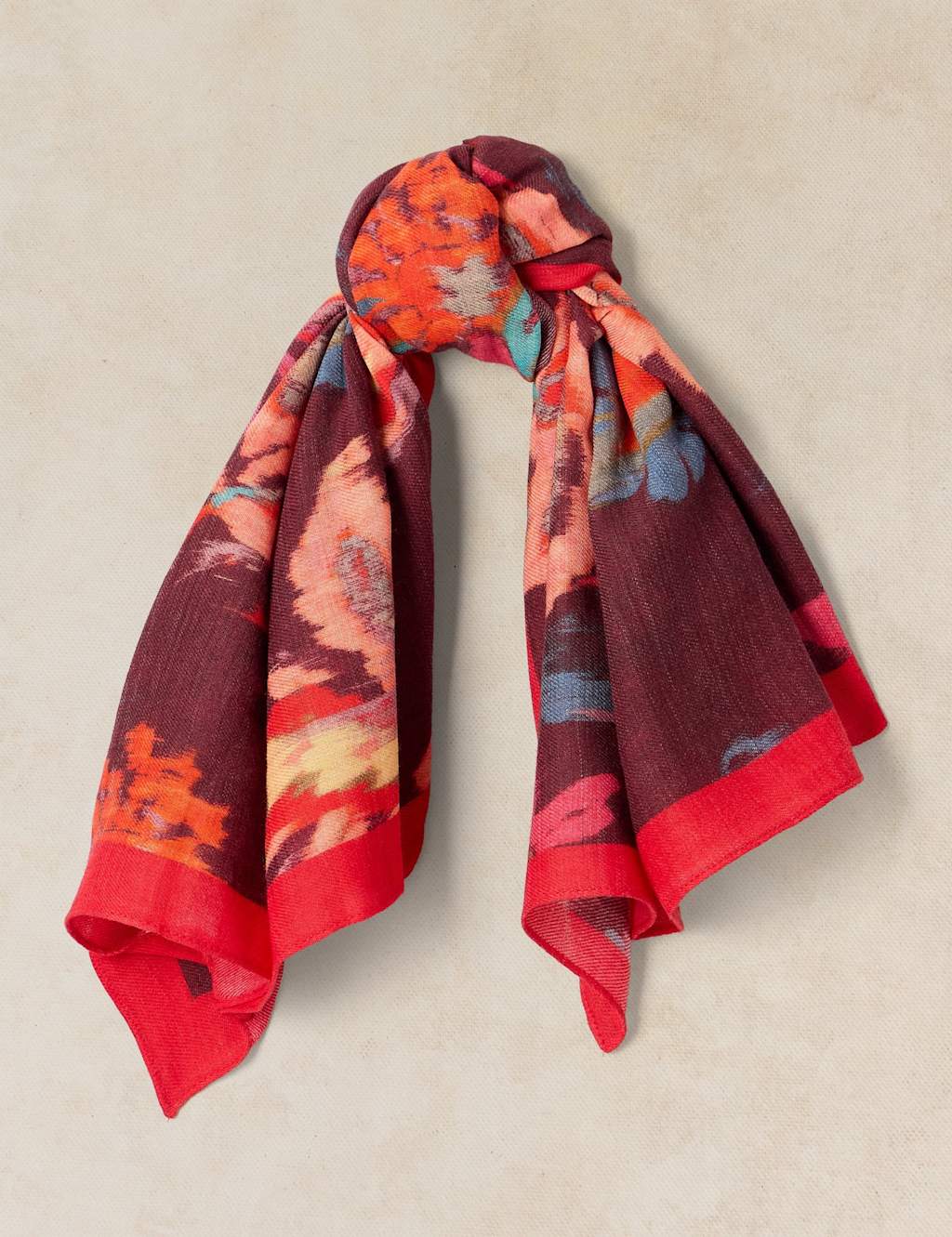 White Stuff Women's Cotton Wool Blend Printed Square Scarf - Purple Mix - Available at M&S