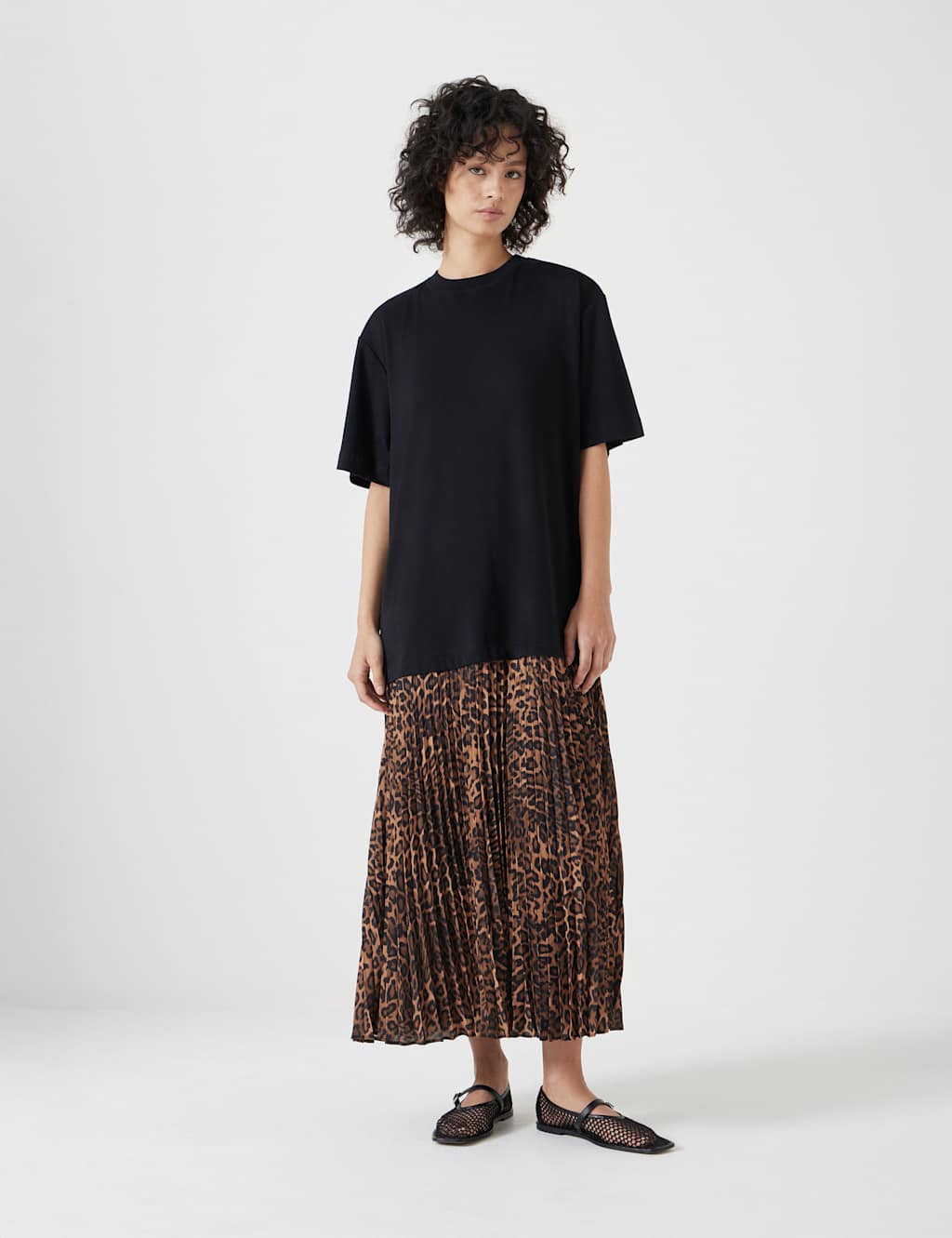 Cotton Rich Animal Print Midi T-Shirt Dress