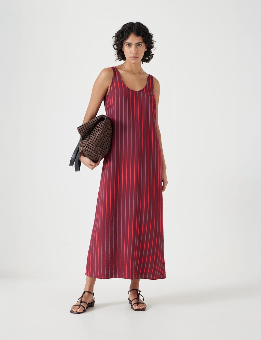 Striped Scoop Neck Maxi Column Dress
