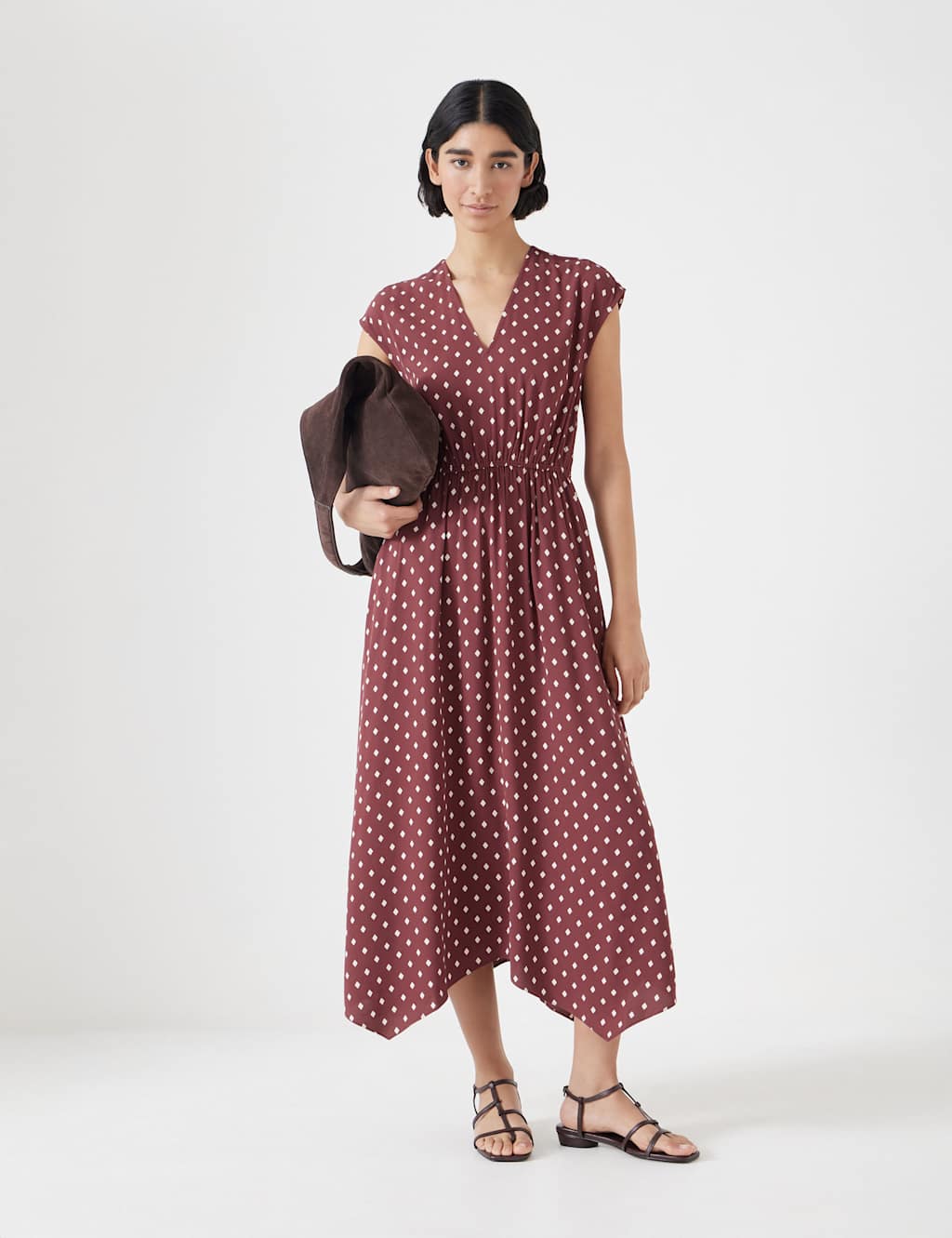 Geometric Print Maxi Waisted Relaxed Dress