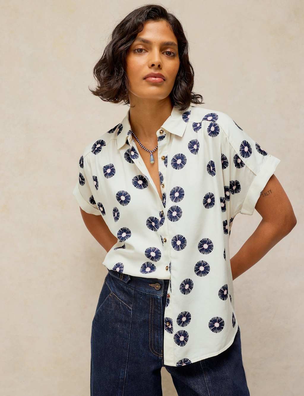 White Stuff Women's Lyocell Rich Floral Shirt - 10 - White Mix - Available at M&S