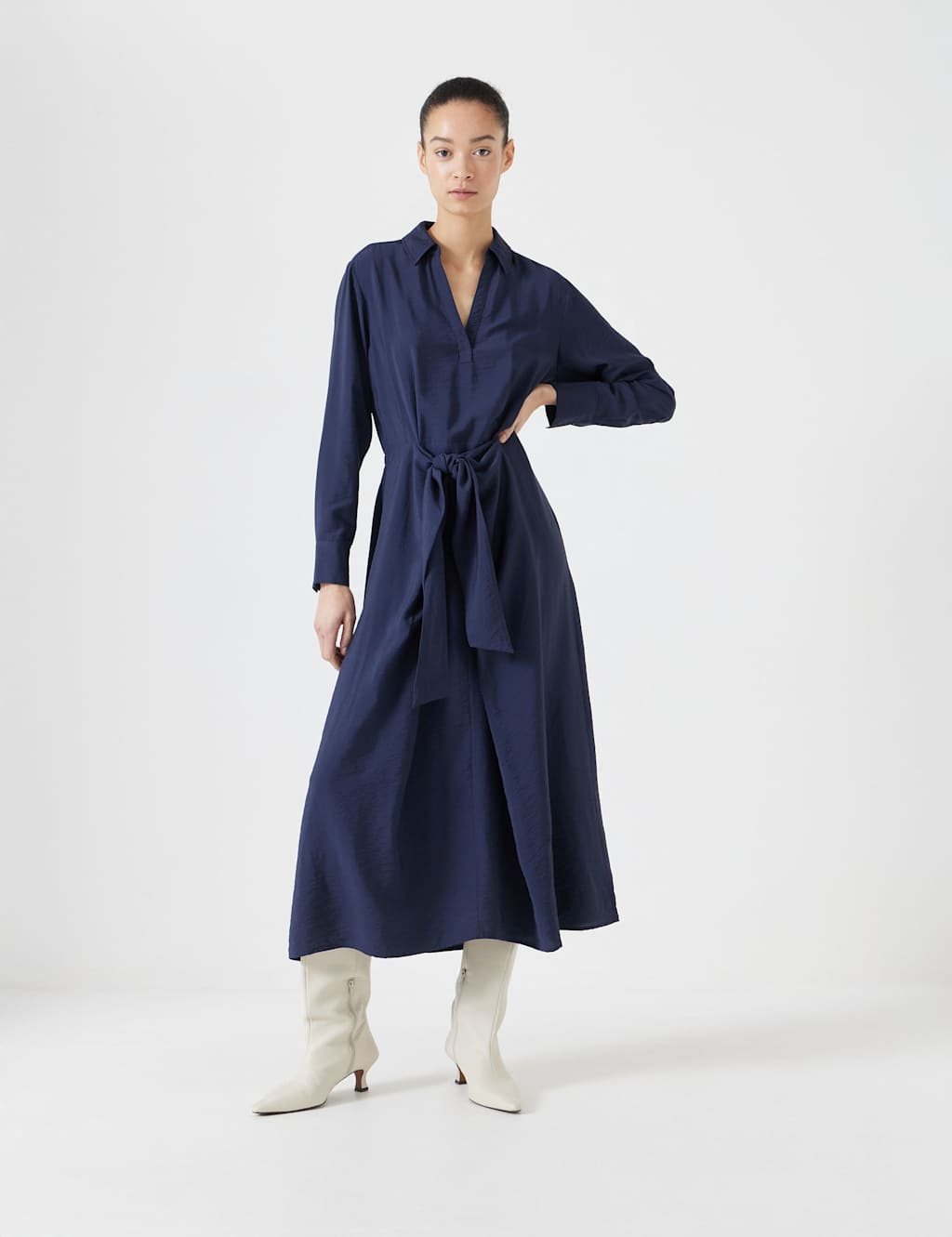 Tie Front Maxi Waisted Dress
