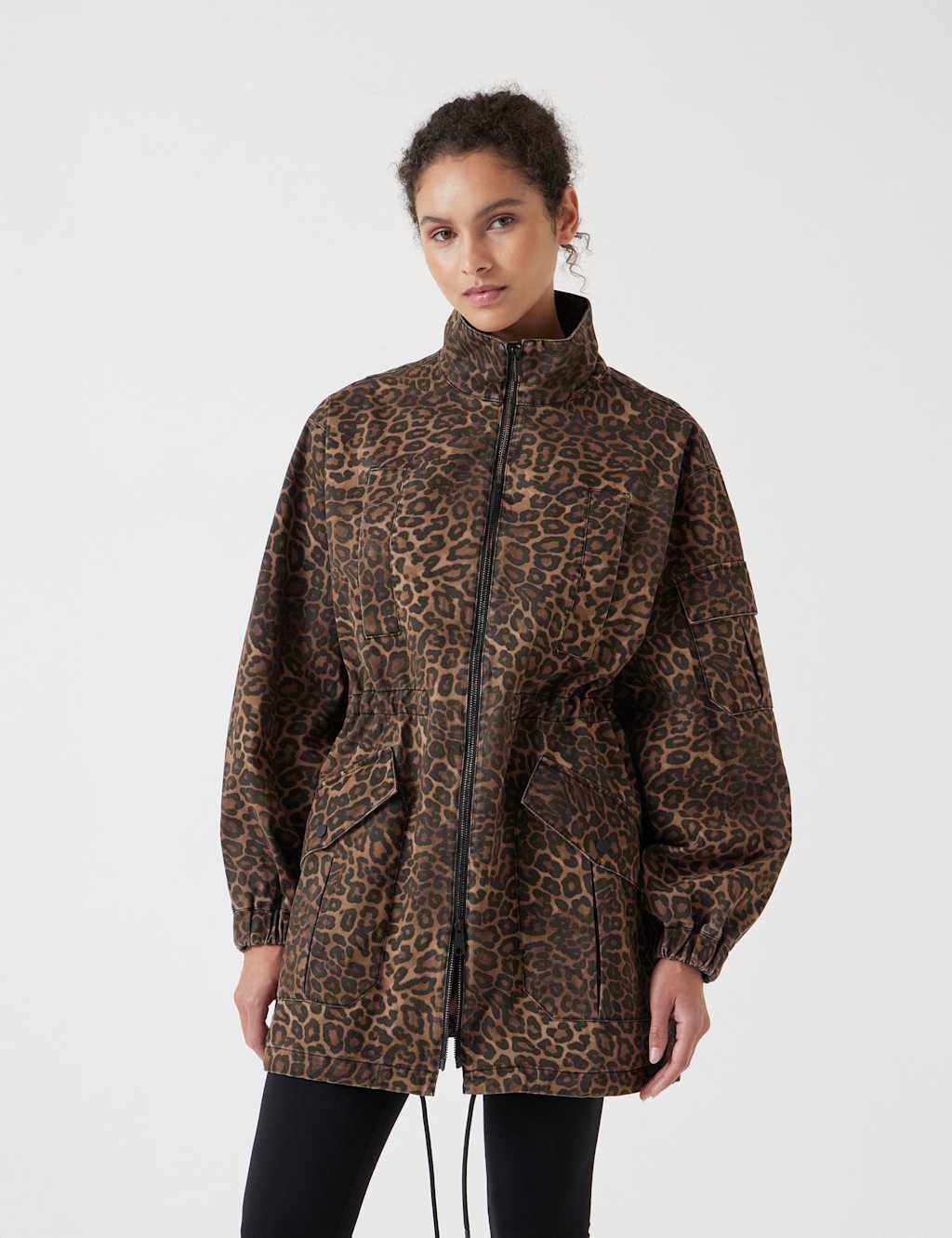Pure Cotton Leopard Print Utility Parka