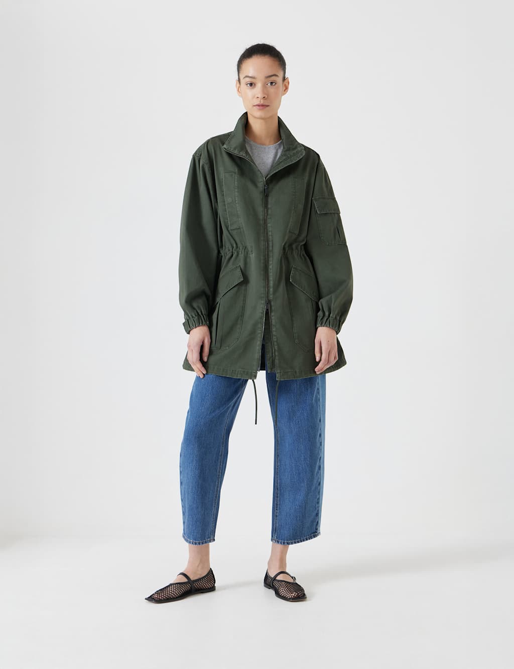 Pure Cotton Utility Parka Jacket