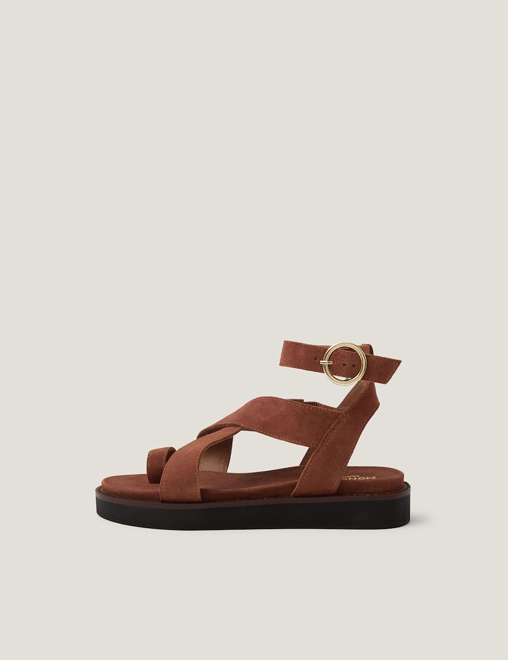 Monsoon Women's Suede Ankle Strap Flatform Sandals - 5 - Tan - Available at M&S