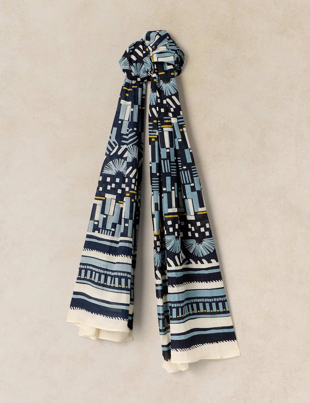 White Stuff Women's Cotton Blend Printed Scarf - Blue Mix - Available at M&S