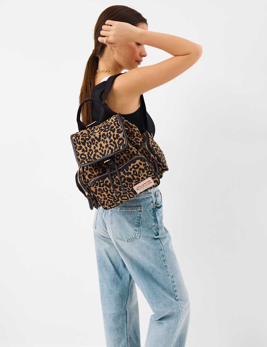 Accessorize Women's Canvas Leopard Print Backpack - Brown Mix - Available at M&S