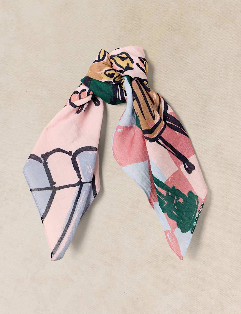 White Stuff Women's Cotton Blend Dog Print Square Scarf - Blue Mix - Available at M&S