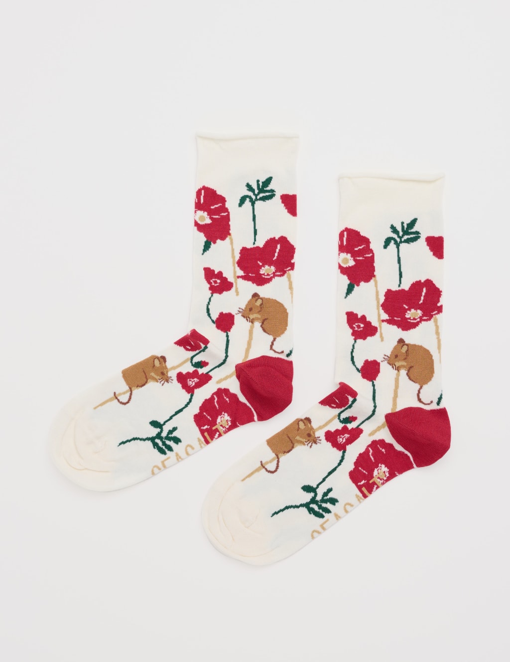 Floral Pattern Ankle High Socks