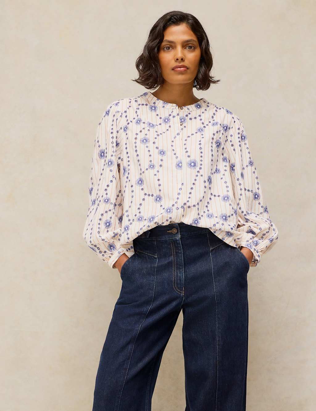 White Stuff Women's Pure Cotton Printed Shirt - 12 - White Mix - Available at M&S