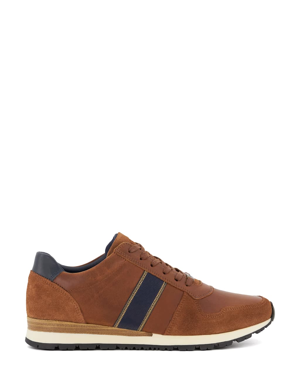 Wide Fit Leather Lace Up Trainers