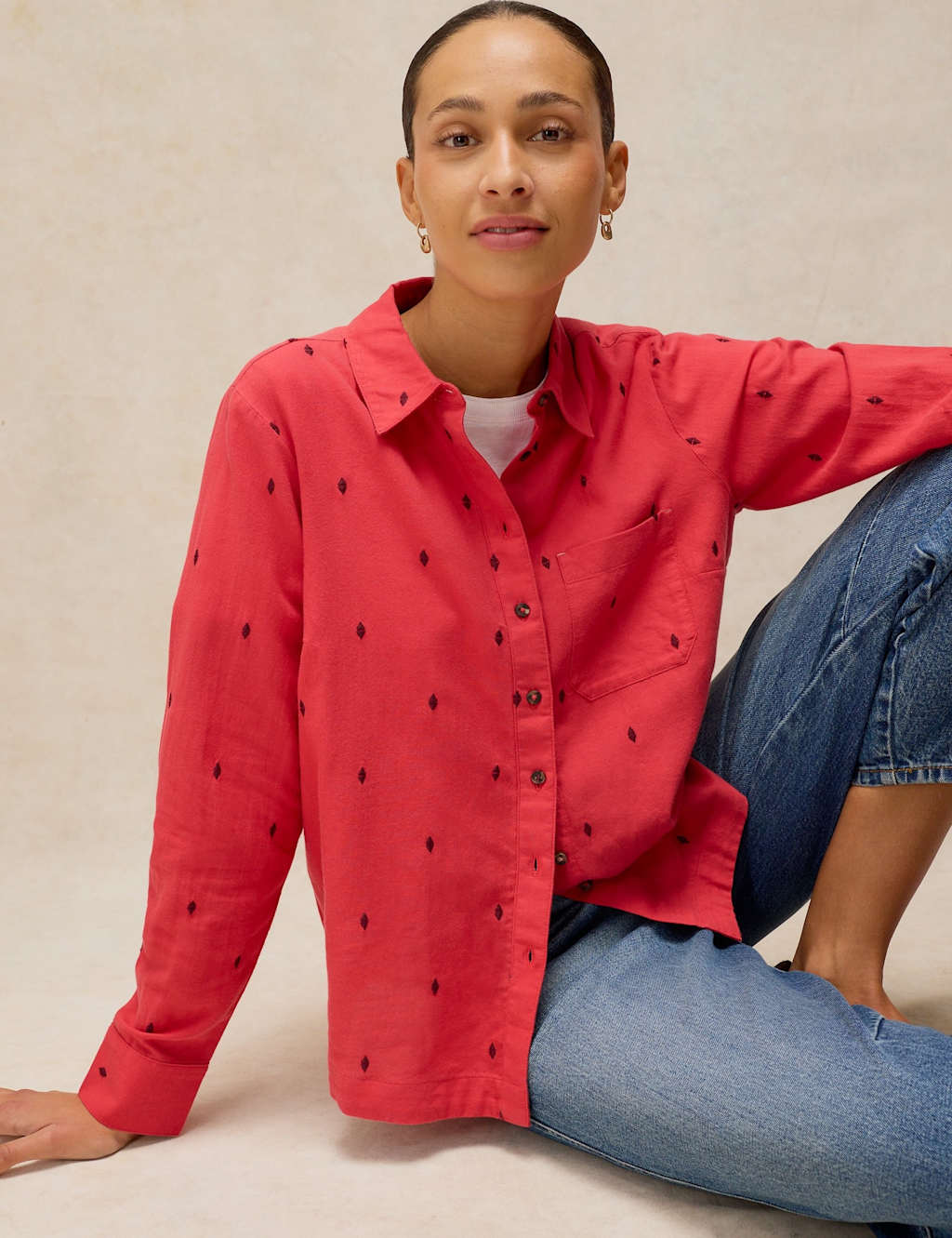 White Stuff Women's Pure Cotton Embroidered Shirt - 20 - Pink - Available at M&S