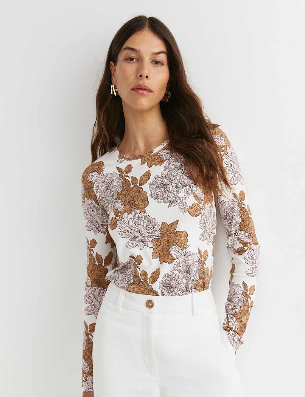 Sportscraft Jersey Floral Top White Mix