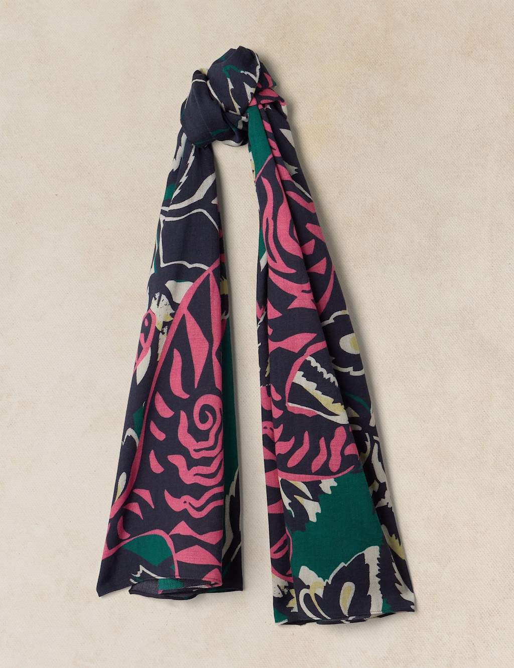 White Stuff Women's Cotton Wool Blend Printed Scarf - Pink Mix - Available at M&S