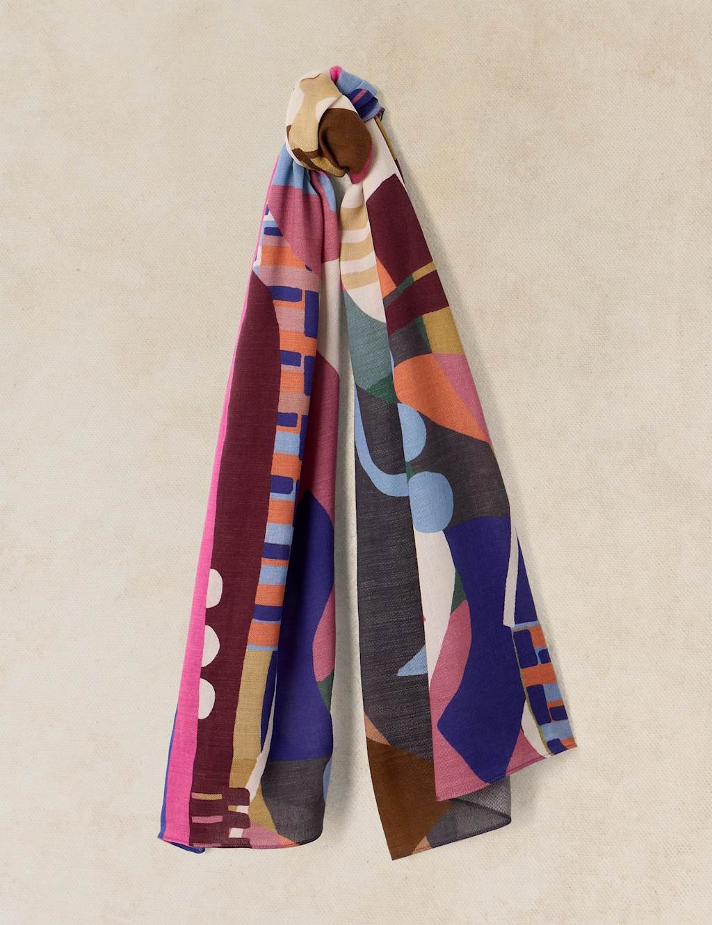 White Stuff Women's Cotton Wool Blend Printed Scarf - Blue Mix - Available at M&S