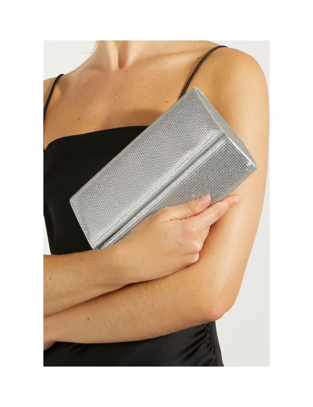 Miss m leather clutch bag Silver main image 1