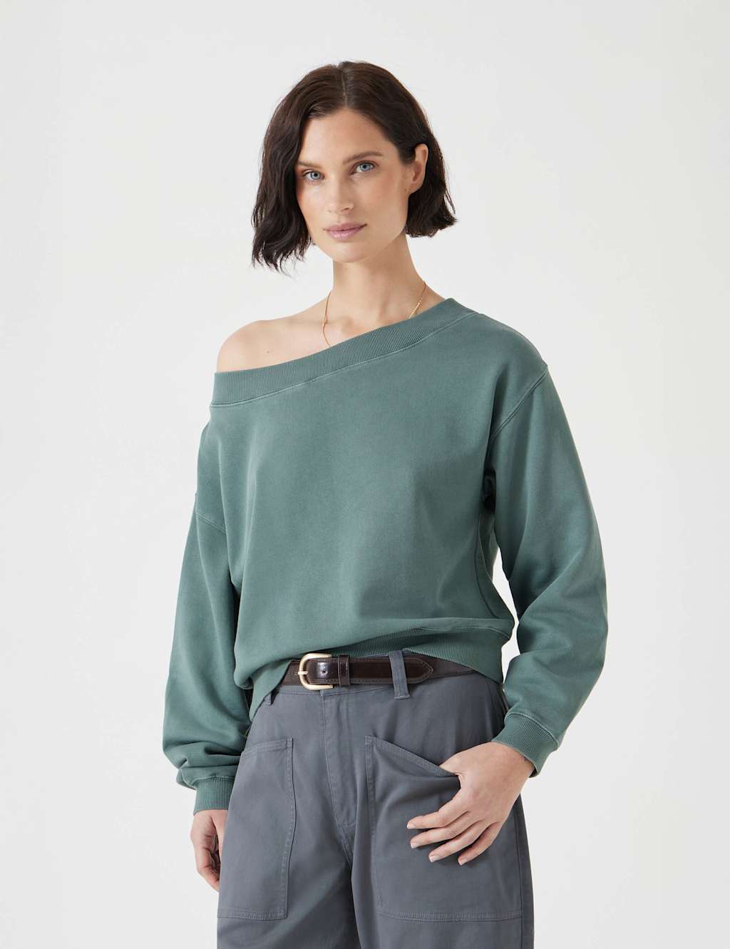 Pure Cotton Off the Shoulder Sweatshirt